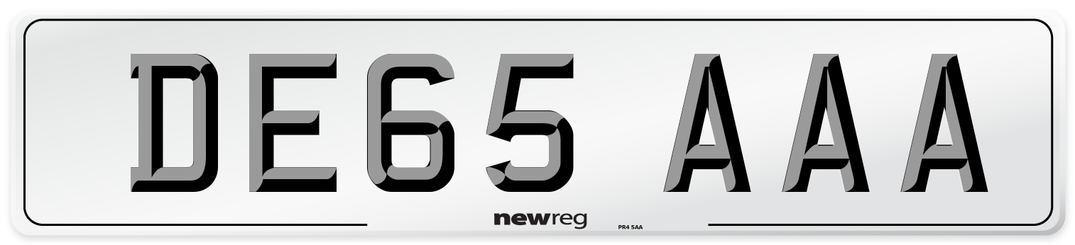 DE65 AAA Number Plate from New Reg